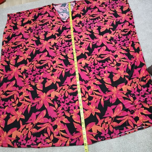 N NATORI Printed Silky Jersey Caftan Cover-Up Tropical Raspberry Multi Womens XL - Picture 9 of 9